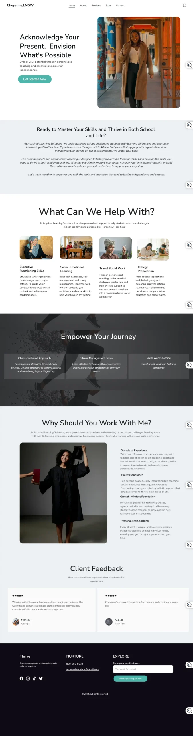 Web design and development for Acquired Learning educational platform in the United States.