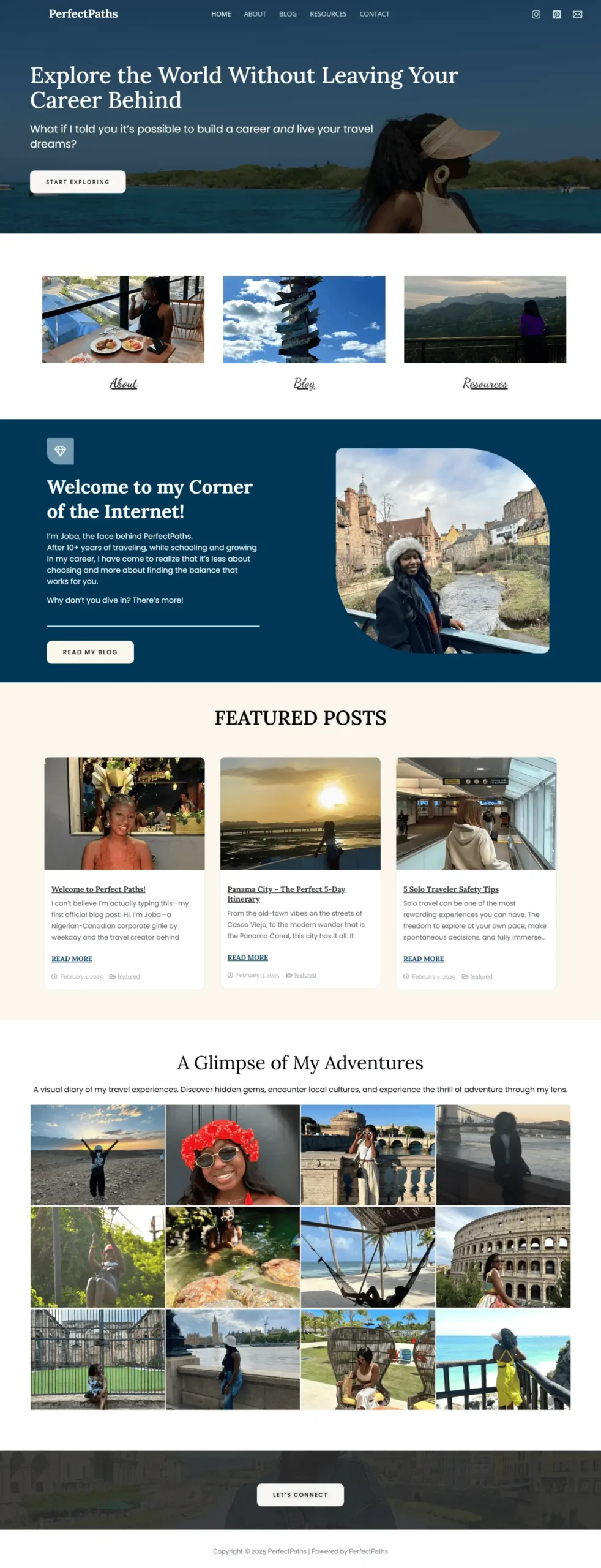 Web design, web development, and SEO for a travel blog in Canada.